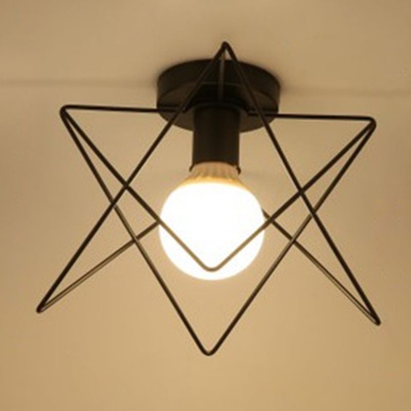 Metal Black Semi Flush Light Fixtures 1 Light Industrial Semi Flush Ceiling Light Fixtures for Hall And Foyer