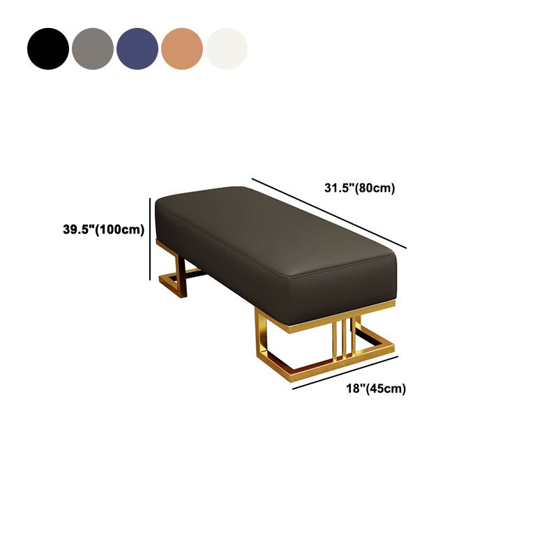 Glam Rectangle Bench with Legs Faux Leather Foam Bench for Home Office