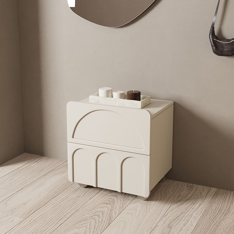 Solid Wood Bedside Table for Nursery Neutral Kids Bedside Table with Drawers