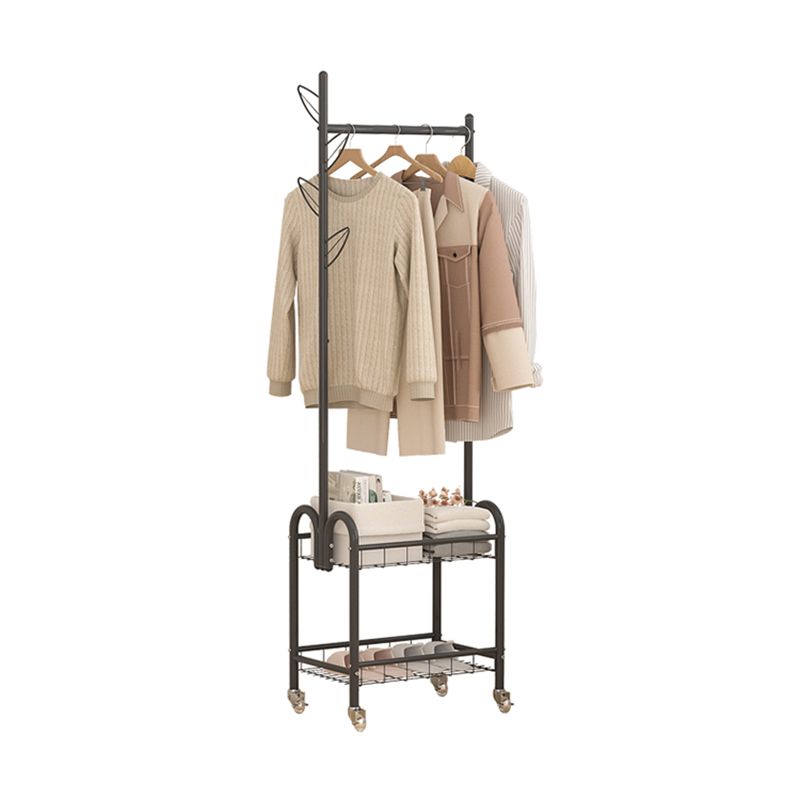 Modern Metal Hall Tree Coat Hanger Hooks and Storage Shelf Coat Rack