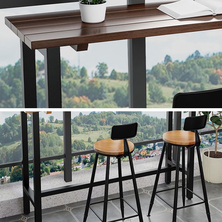 Rectangle Bar Dining Table Contemporary Bar Table with Trestle Base in Black