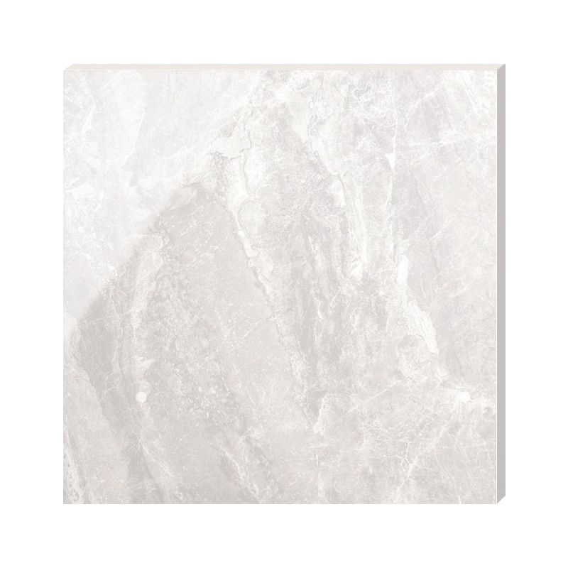 Contemporary Polished Porcelain Tile Light Grey Marble Print Square Floor and Wall Tile