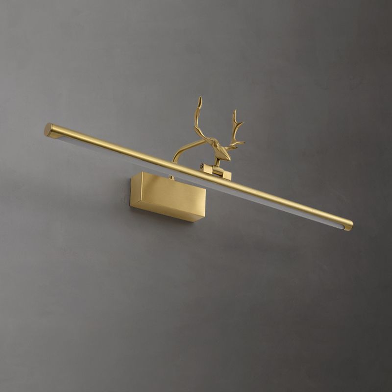 Mid-Century Cylindrical Wall Mounted Light Fixture Copper 1 Light Wall Mounted Lamp with Antlers