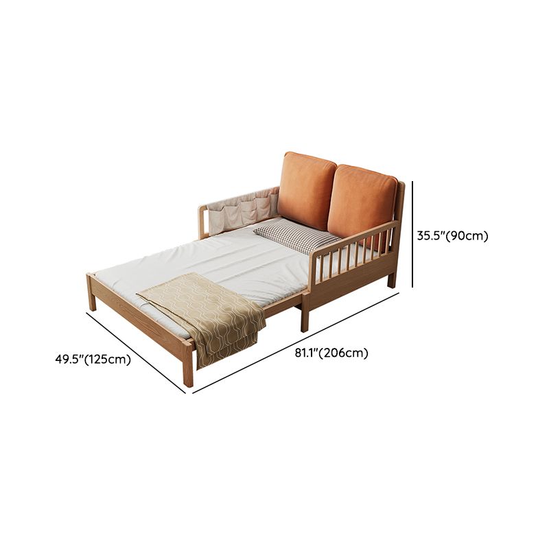 Upholstered Folding Slat Bed in Natural Solid Wood Daybed with Mattress