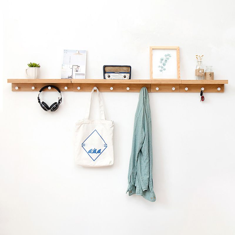 Wood Entryway Kit Hooks and Shelf Modern Wall-Mounted Hall Stand