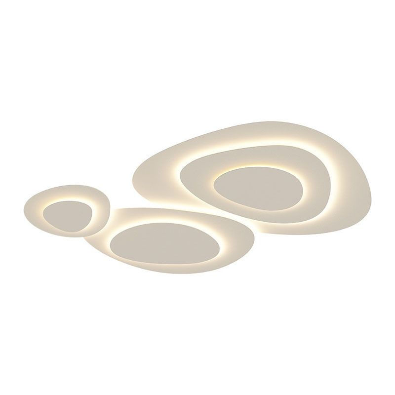 White Geometric Flush Light Modern Metal LED Ceiling Lamp for Living Room