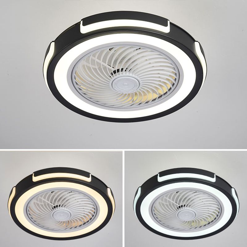 Luz de ventilador de techo circular nórdico Luz de ventilador metálico LED LED LEUMPLING