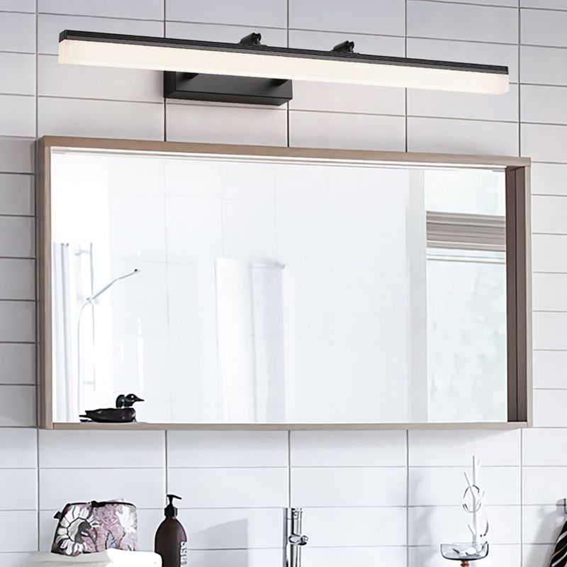 Metal Linear Shape Wall Light Modern 1-Light Mirror Wall Mount Light Fixture in Black