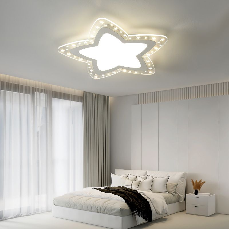 Modern Flush Light Fixtures Star-Shaped Metal 1 Light Flush Mount Lamps in White