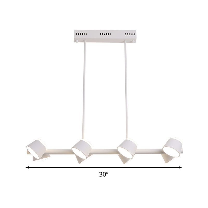 Metal Linear Pendant Light Fixture Simple Style 8 Lights White Hanging Ceiling Light