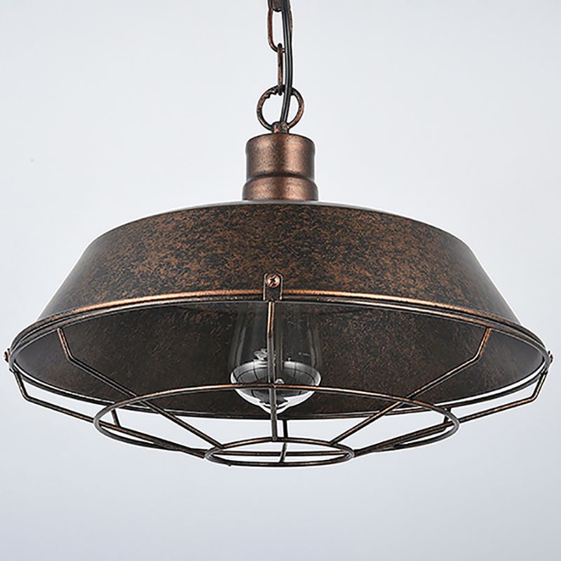 1 Light Caged Hanging Light Retro Industrial Style Metal Pendant for Restaurant