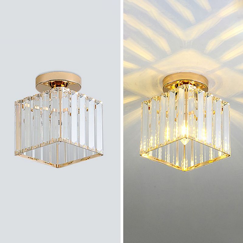 Contemporary Ceiling Lamp Crystal Shade Flush Mount Light Fixture