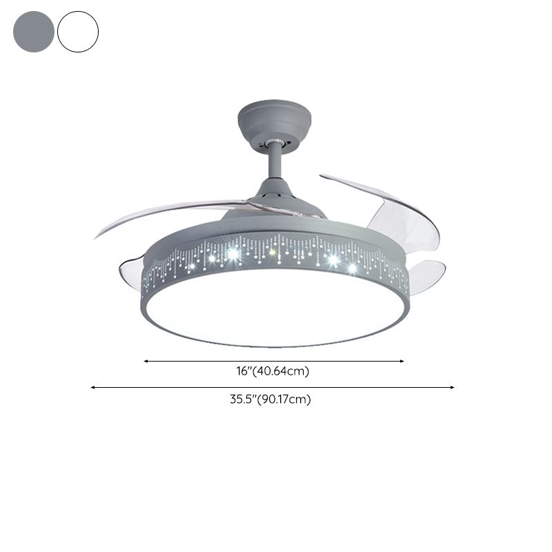 Nordic Style Ceiling Fan Lamp Round Shape LED Ceiling Fan Light for Living Room