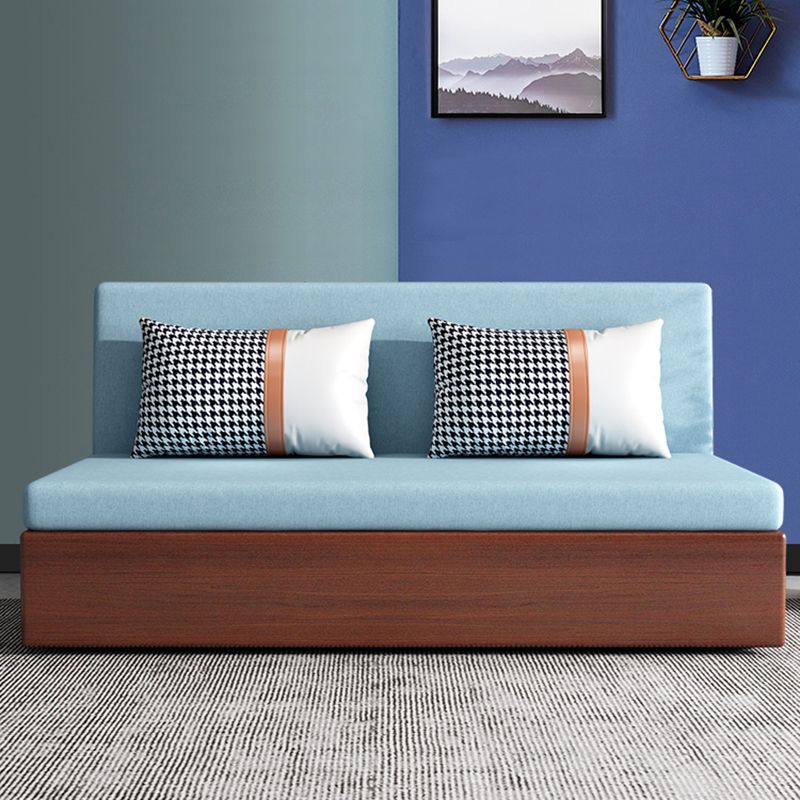 Contemporary Armless Tight Back Cotton Blend Sofa Bed in Blue