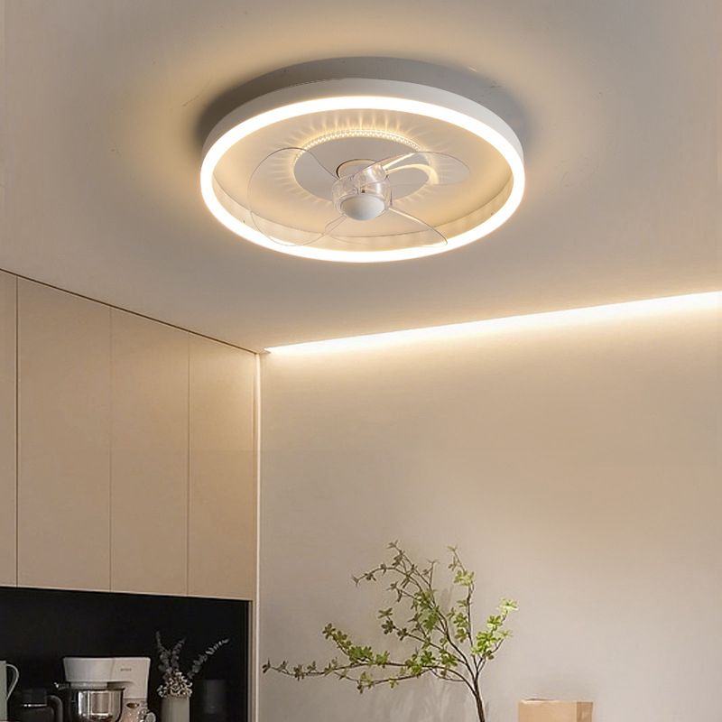 Contemporary 2-Light White Ceiling Fan Lamp LED Ceiling Fan Light for Bedroom