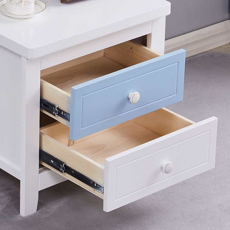 Modern Solid Wood Standard Nightstand with Drawers Kids Bedside Table