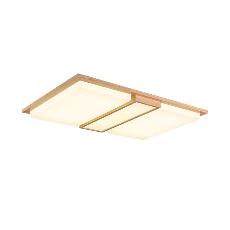 Rectangle Shaped Living Room Flush Light Wood Japanese LED Flush Ceiling Light Fixture