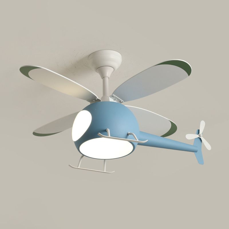 Nordic Style Ceiling Fan Lamp Helicopter Shape Ceiling Fan Light for Children's Room