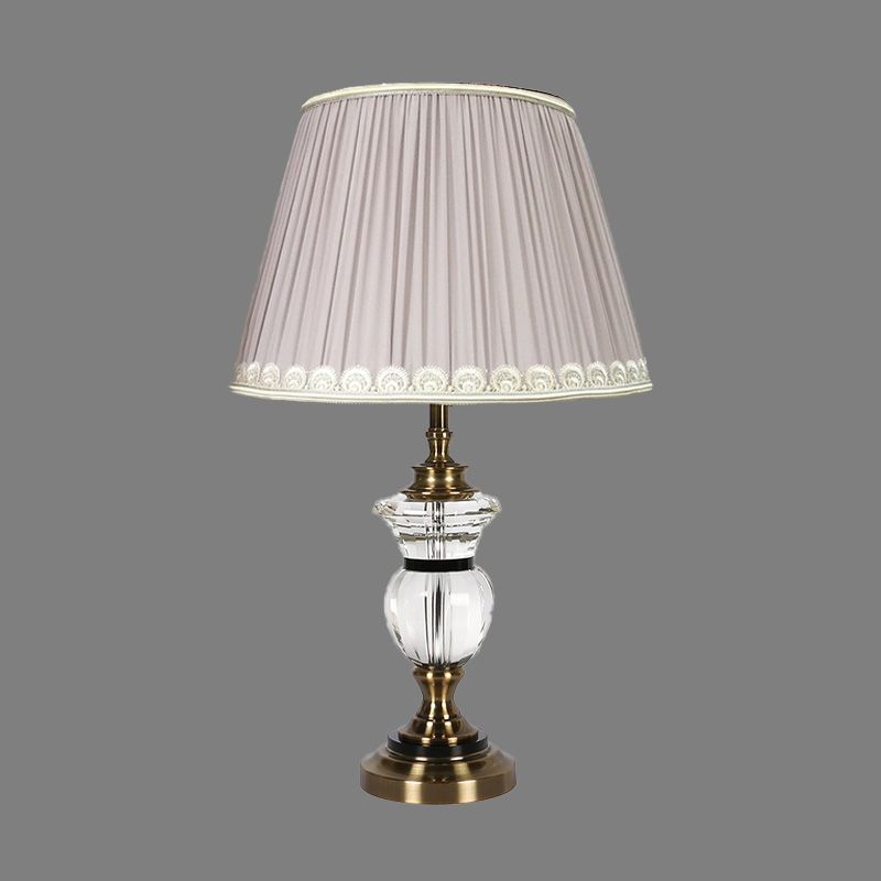 Curvy Desk Light Modernism Clear Crystal 1 Bulb Night Table Lamp in Light Purple