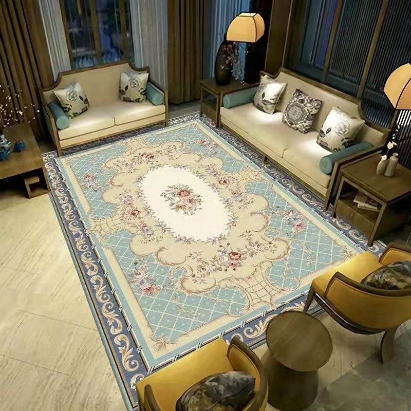 Victoria Floral Design Rug Polyester Area Carpet Non-Slip Backing Indoor Rug for Home Decoration