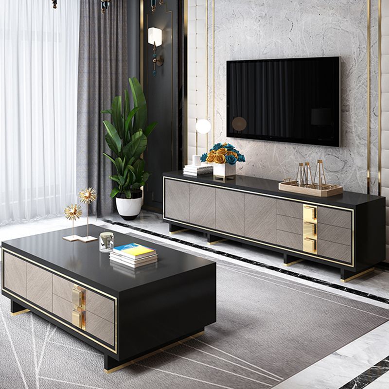 Glam TV Media Console Wood Media Console TV Stand with 3 Drawers