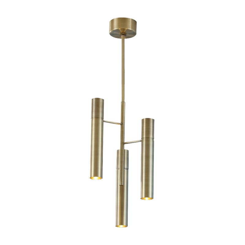 6/10 Heads Hallway Chandelier Lighting with Cylinder Metal Shade Modern Gold Hanging Lamp