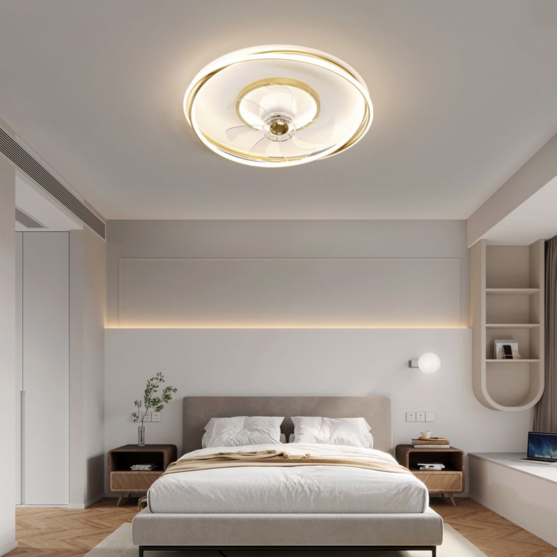 Geometric LED Ceiling Fan Light in Gold Finish Modern Fan Light Ceiling