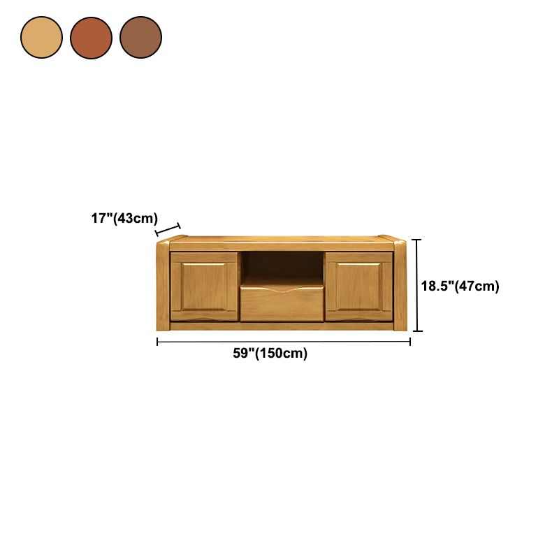 Modern Open Storage TV Console Solid Wood TV Stand with Drawers and Doors, 17" D X 18.5" H