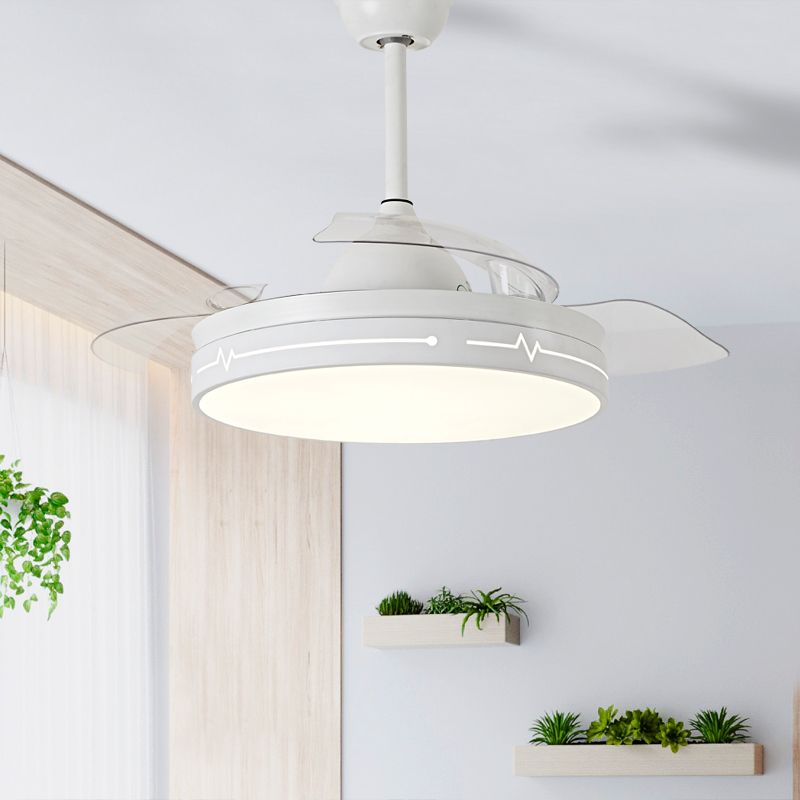 Remoto Control Round 3 lame Lampada per ventola a ciondolo Nordic Metal Dining Room LED Semi Flush Monte Aitura del soffitto