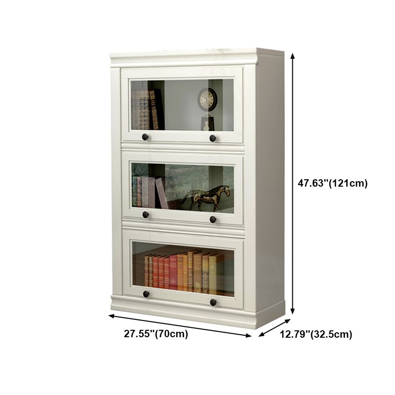 Modern Style White Bookshelf Metal Closed Back Bookcase with Door for Office