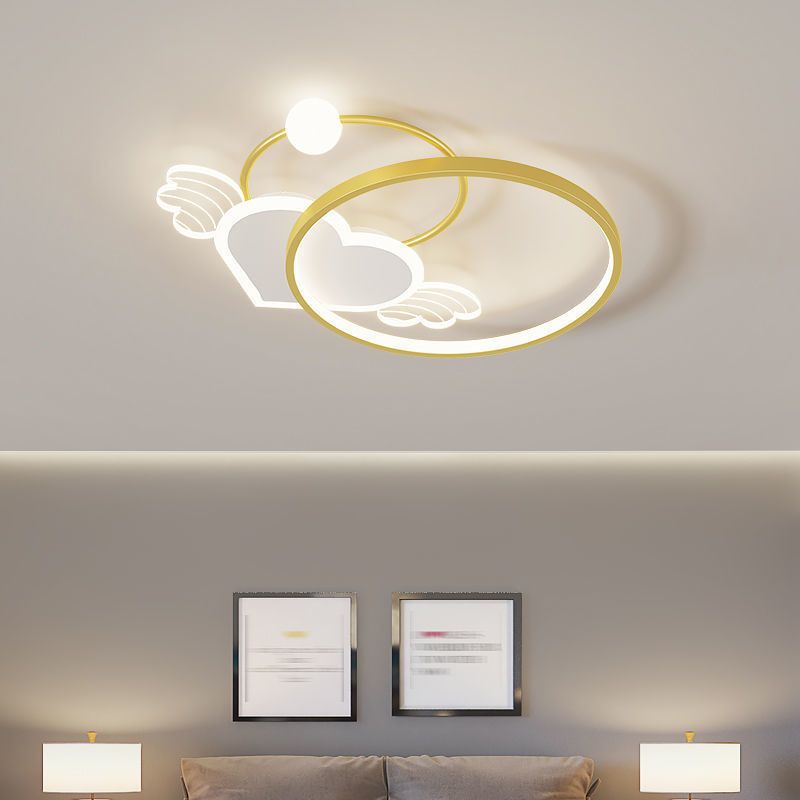 Circle Shape Flush Light Modern Style Metal 2 Lights Flush Mount for Bedroom