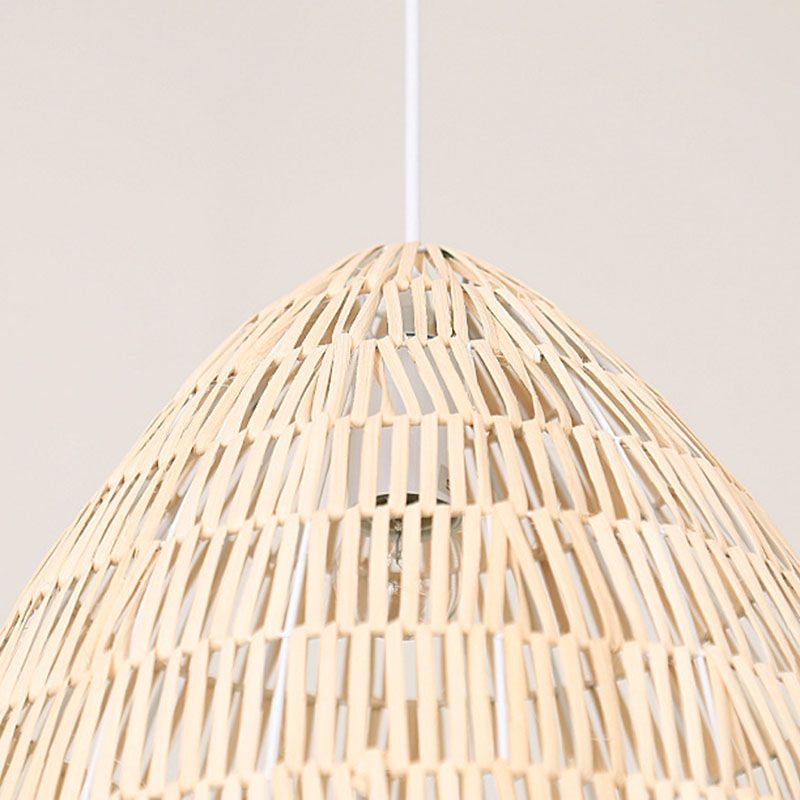 Cloche -vormig rattan hangend plafondlicht Aziatisch een enkele houten hanger verlichtingsarmatuur