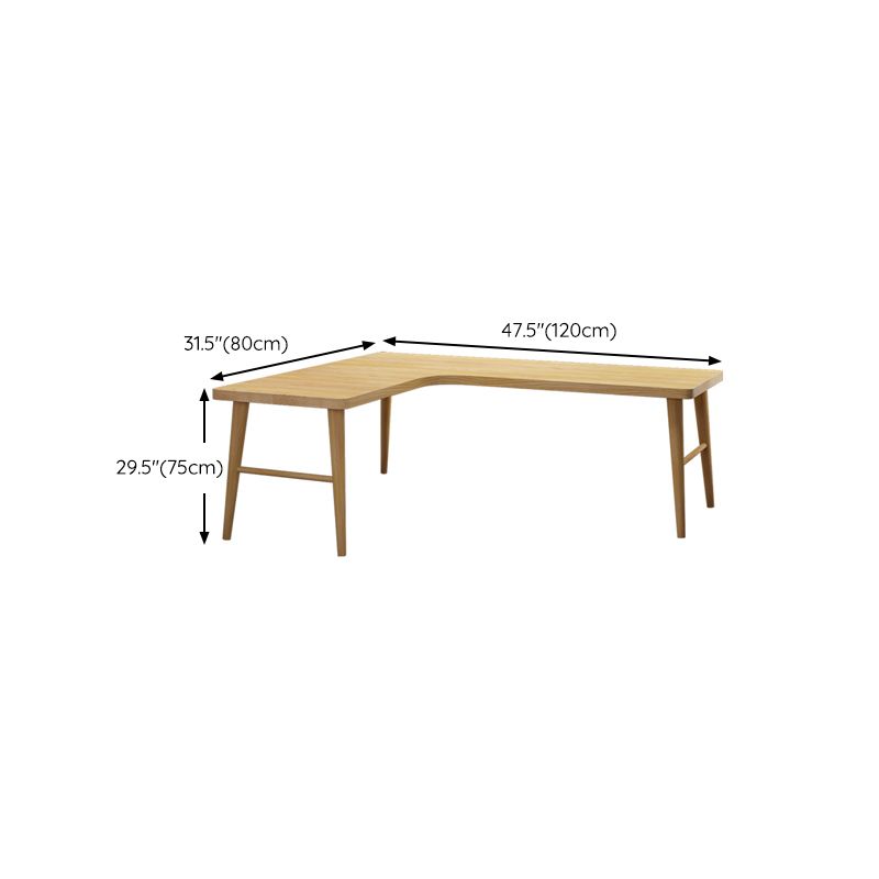 Contemporary 29.53" Tall Office Desk Solid Wood Natural Writing Desk