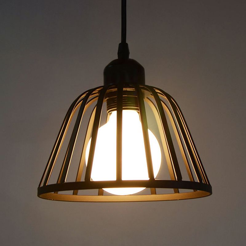 Black Metal Pendant Light Light Indsutrial Retro Bol Bowl Cage suspendue lampe pour le restaurant