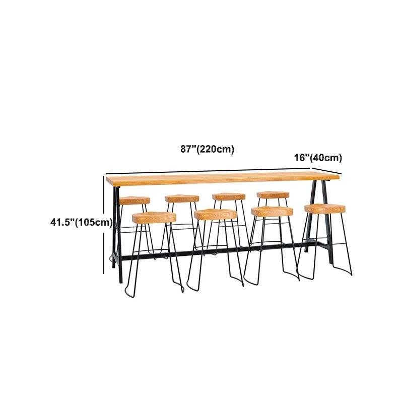 Rectangle Wood Counter Table Rectangle Industrial Style Bar Table for Kitchen