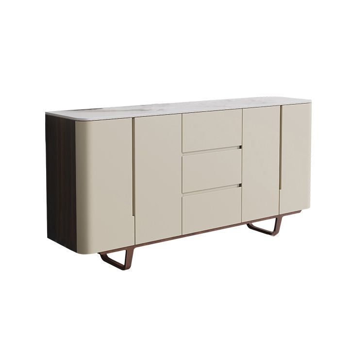 Stone Credenza Contemporary Style Sideboard with Cabinets and Drawers