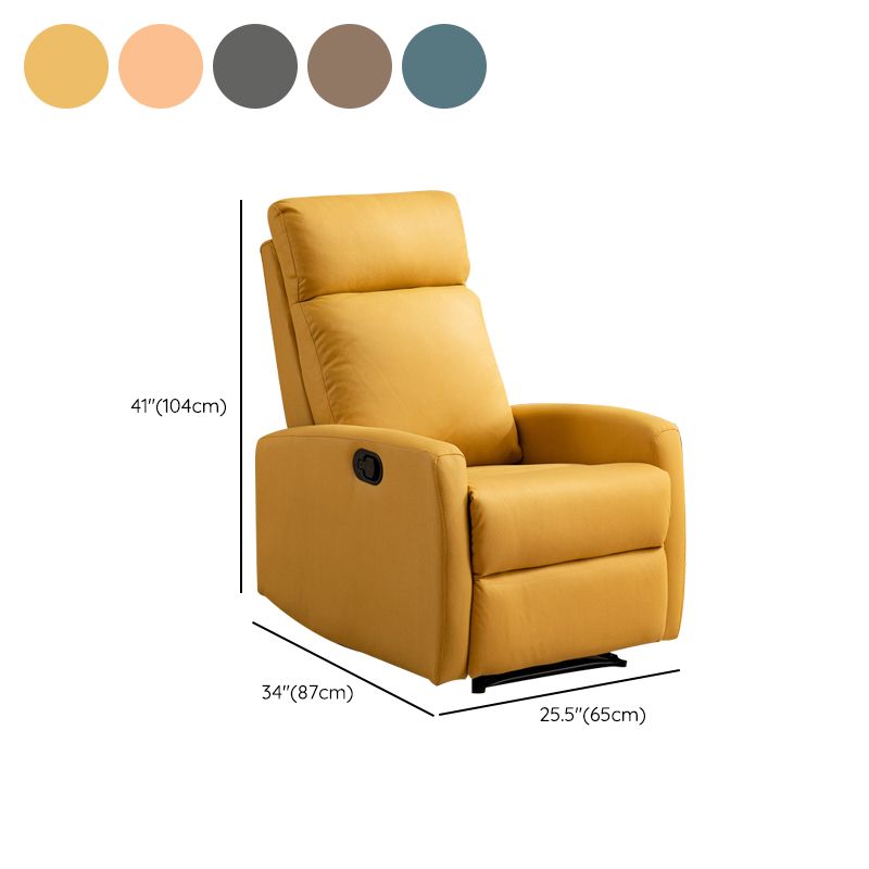 Contemporary Recliner Chair Swivel Base Metal Solid Color Manual-Push Botton