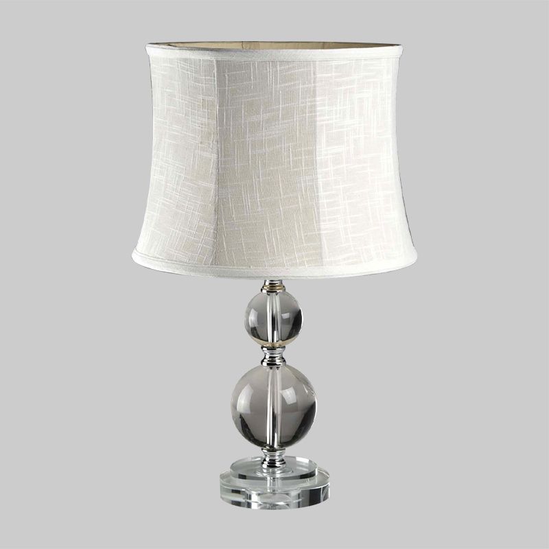 Crystal Ball Table Lighting Simplicity 1 Light Grey Night Lamp with Drum Fabric Shade