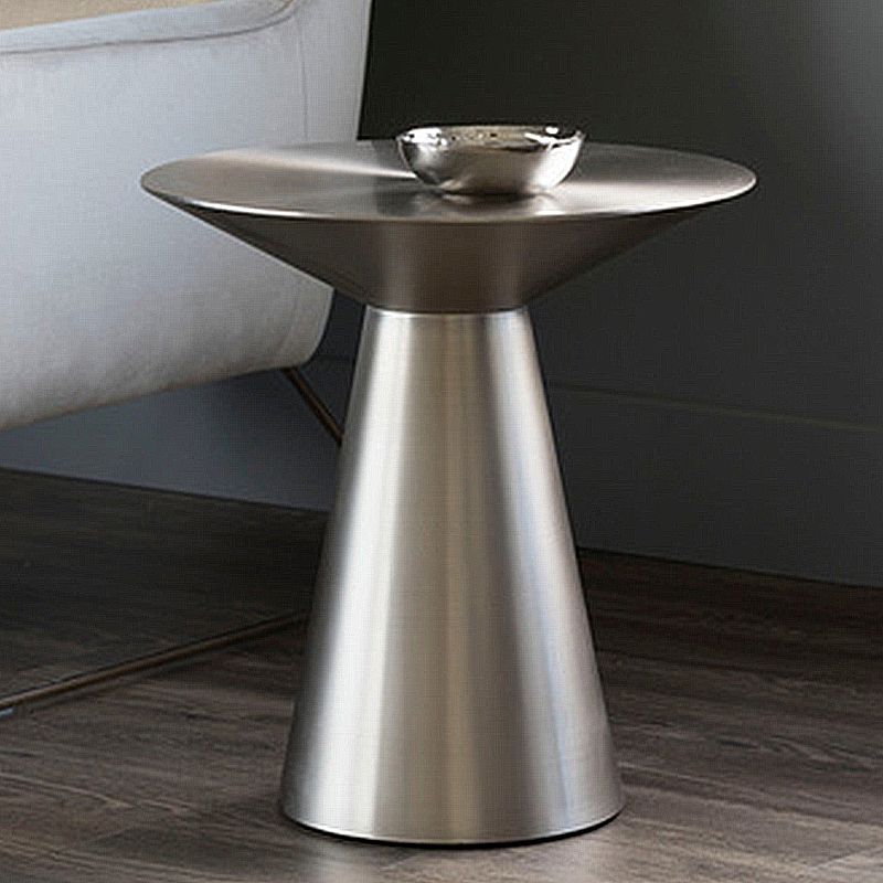 19.6"/21.6"/27.5" Tall Pedestal End Table Stainless Steel Round Side End Table