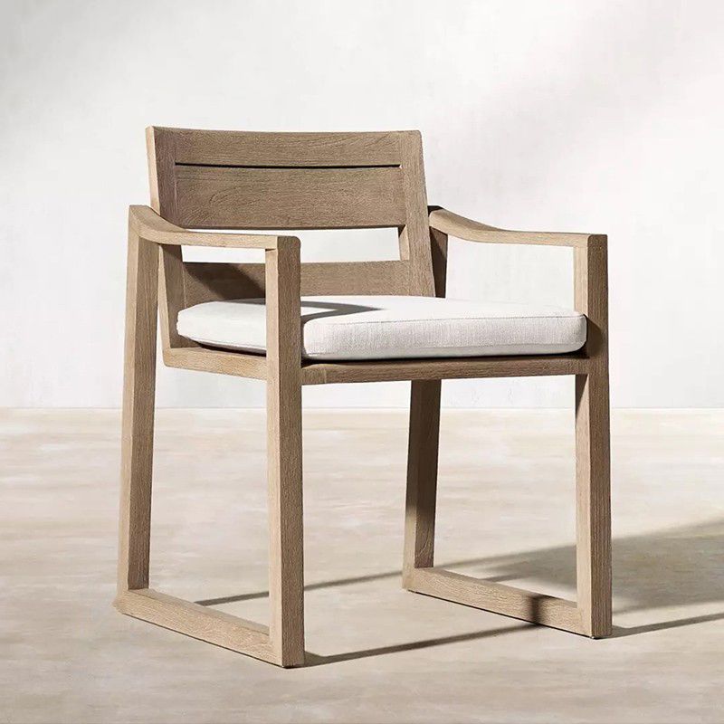 Contemporary Solid Wood Dining Armchair Open Back Outdoors Dining Chairs