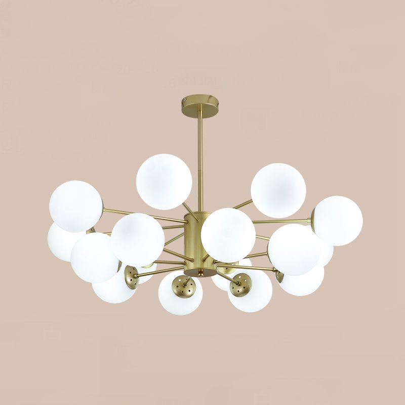 Gold Modern Chandelier with Milk White Glass Shade Suitable for Dining Room Bedroom