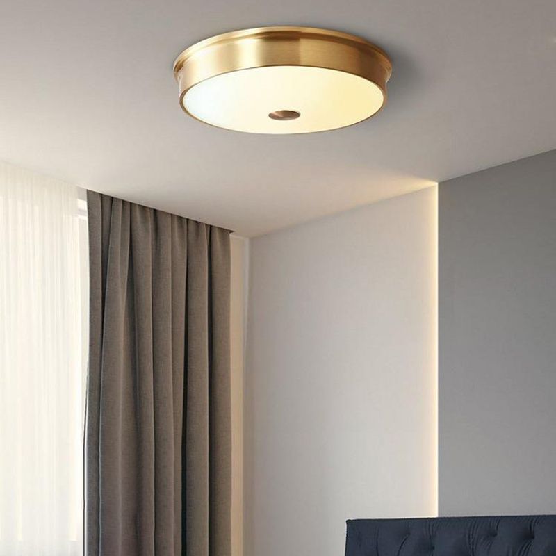 Gold Ceiling Light Modern Ceiling Mount Light with Glass Shade for Bedroom