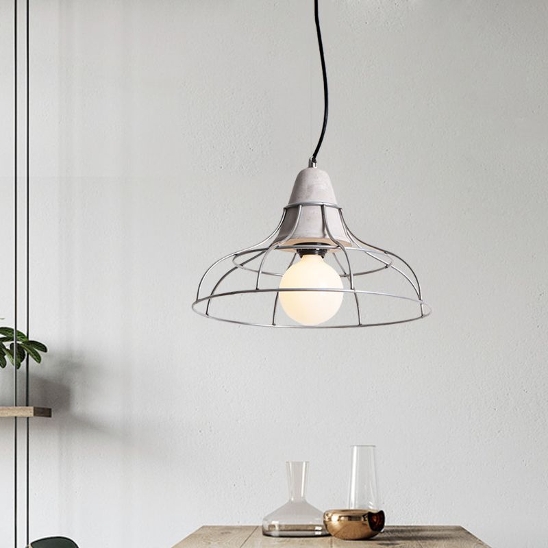 1 Head Iron Pendant Light Fixture Industrial Silver Cylinder/Dome/Arc Cage Coffee House Cement Ceiling Lamp