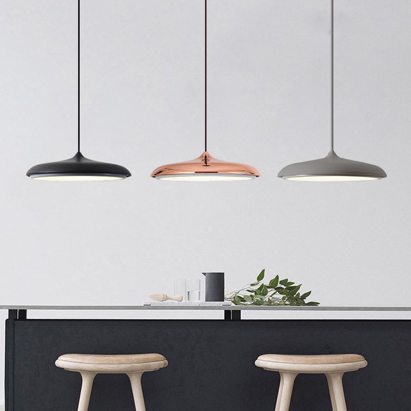 Dinning Room LED Hanging Light Kit Simplicity Ceiling Pendant Lamp with Disc Metal Shade