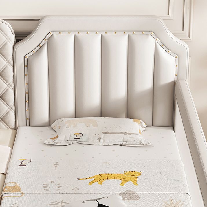 Wood Frame Nursery Bed White Baby Crib with Guardrail and Mattress