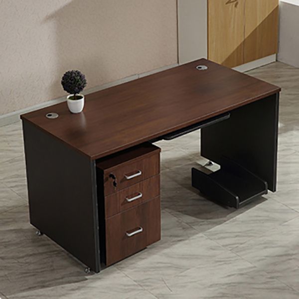 Manufactured Wood Rectangular Computer Desk Contemporary Desk with Locking Drawer