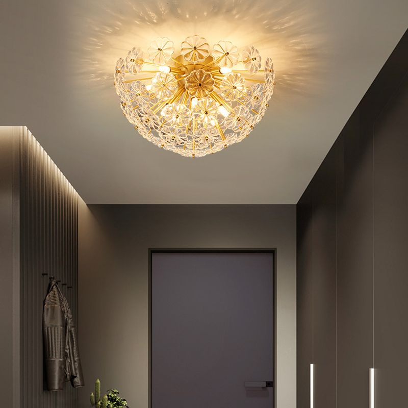 Sputnik Flower Modern Style Flush Mount Crystal Ceiling Light for Bedroom