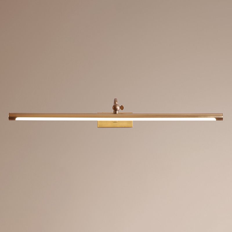 Metal Linear Shade Wall Sconce Modern 1 Light Mirror Wall Lighting Fixtures in Brass