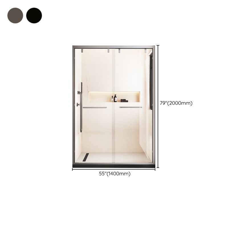 Narrow Edge Semi Frameless Shower Door Tempered Glass Double Sliding Shower Door