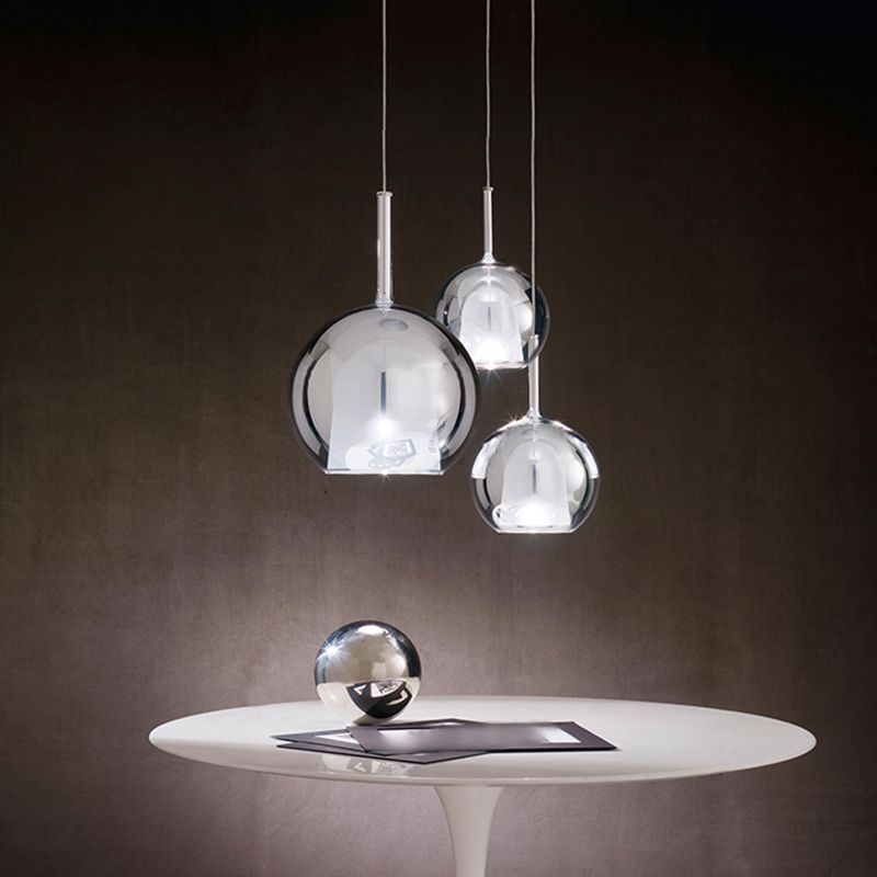 Dual Glass Globe Pendant Lamp Modern Style 1-Light Small Hanging Lamp